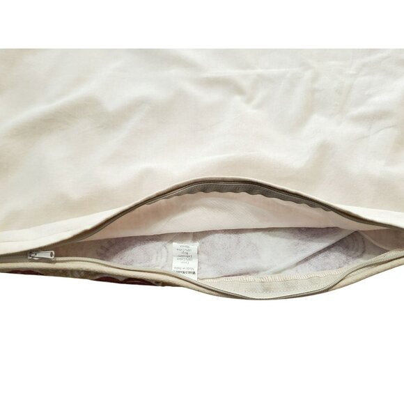 World Market Pillow Cover Boho Floral Maroon Tan 18" Square Crochet Embroidered - Picture 7 of 9